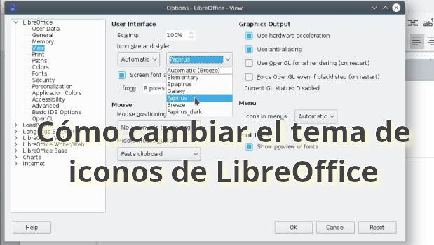 Cómo cambiar el tema de iconos de libreoffice - KDE Blog